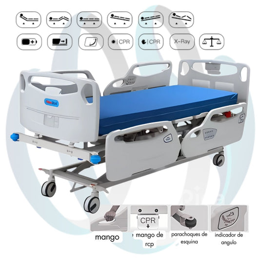Cama Clínica Eléctrica 5 Posiciones con Balanza Integrada Radiotransparente
