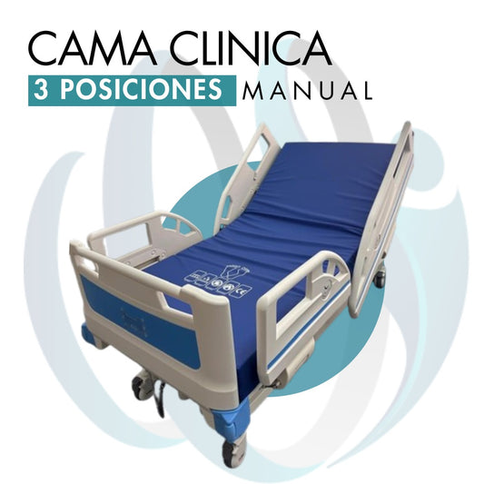 Cama Clínica Manual 3 Posiciones Barandas de ABS