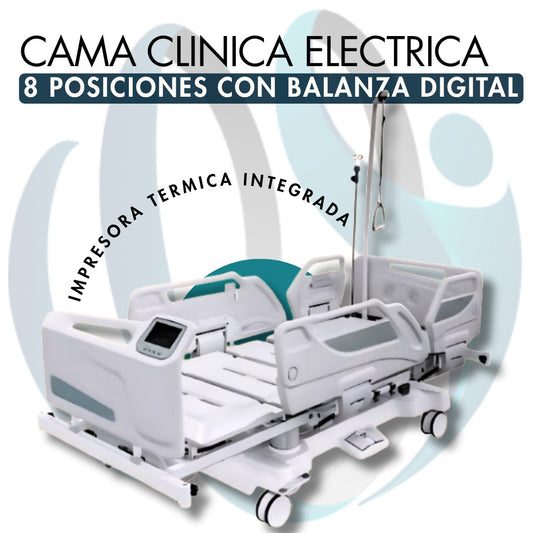 Cama Clínica Eléctrica 8 Posiciones c/Balanza Integrada Radiotransparente HLB117V